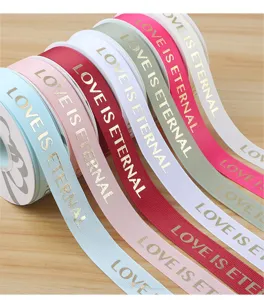2.5cm heissgepraegtes ripsband love is eternal gedrueckt fuer geschenkverpackung diy
