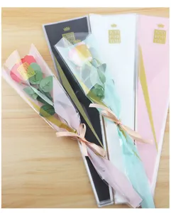 Single rose flower packaging bag OPP plastic transparent bouquet wrapping bags for Valentine Day