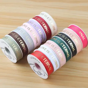 2.5cm goldgepraegte englische grosgrain schleifenbaender fuer geschenkverpackung blumen