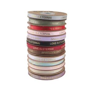 1cm grosgrain ribbon set with golden English text, perfect for DIY flower bouquet and gift wrapping.