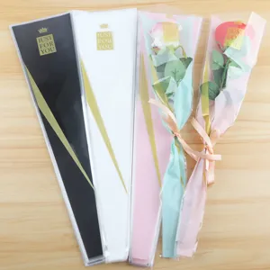 Single rose flower packaging bags with crown design, OPP plastic material for bouquet gift wrap.