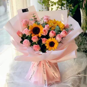 Effen Kleur Waterdicht Koreaans Inpakpapier BOPP Plastic Folie Voor Bloemenboeket Valentijnsdag Bloemen Verpakkingsbenodigdheden