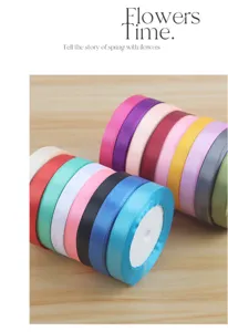 1cm satin ribbon colorful decorative fabric for floral bouquet packaging and gift wrapping bow