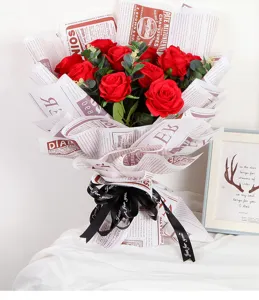 Europäischer Stil englisches Zeitung wasserdichtes Blumenverpackungspapier Blumenstrauß Geschenk