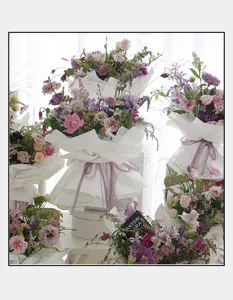 Floral packaging suede cord 3mm wide decorative ribbon for gift wrapping bouquet arrangement detail.