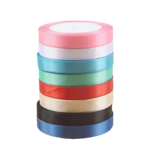 1cm multi-color satin ribbon rolls set for flower bouquet packaging and gift box wrapping decor.
