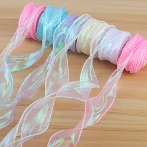 Ιριδίζουσα Κορδέλα Ουράς Ψαριού Organza Chiffon για Μπουκέτο Λουλουδιών Συσκευασία Δώρου Διακόσμηση Κέικ