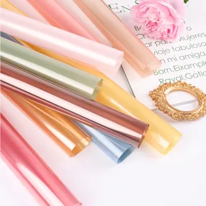 Colorful cellophane wrapping paper for bouquets, transparent crystal paper for gift packaging.