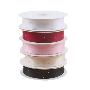 2.5cm Rhinestone Ribbon Spools Decorative Silk Ribbon for Gift Wrapping DIY Florist