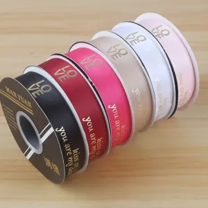 Gold Stamping Polyester Ribbon for Flower Bouquet Gift Wrapping and Cake Bakery Packaging.