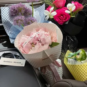 Papier d'Emballage de Fleurs Gaufré Imperméable Emballage de Bouquet Floral Papier Kraft pour Fleuriste Emballage Cadeau