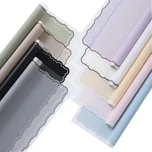 Waterproof floral wrapping paper with scalloped edge bouquet packaging supplies multi color.
