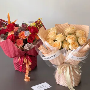 Papier d'emballage de fleurs gaufré 3D bouquet de fleuriste papier d'art étanche matériel
