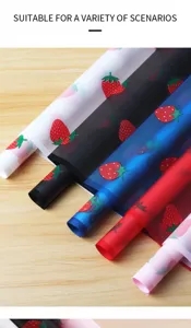 Flower bouquet wrapping paper waterproof translucent strawberry print DIY floral material.