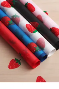 Strawberry floral wrapping paper waterproof DIY bouquet material detailed view