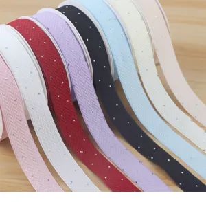 2.5cm rhinestone cotton ribbon for DIY floral bouquet and gift packaging decoration.