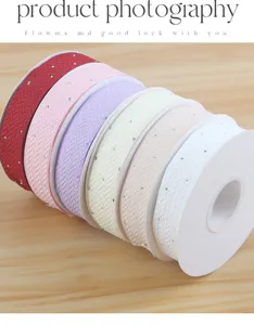 2.5cm rhinestone cotton ribbon for floral gift wrapping DIY flower bouquet decoration