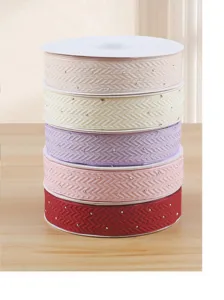 2.5cm diamond cotton ribbon for gift packaging, floral bouquet wrapping, and DIY crafts.