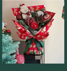Christmas bouquet wrapping paper waterproof bopp film floral materials decor new