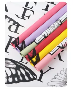 Waterproof floral wrapping paper rolls, colorful pearl film bouquet packaging material.