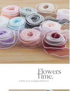 4cm pearl fish-tail yarn ribbon for DIY bouquet wrapping and gift packaging decoration.