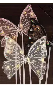 Mariposas luminosas 3D de encaje PVC para ramos, accesorios florales y decoración.