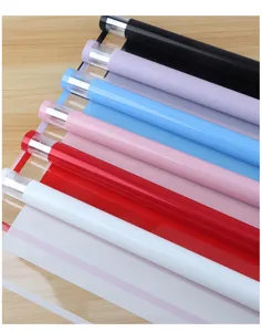 Waterproof floral cellophane wrapping paper rolls with simple border for colorful flower packaging