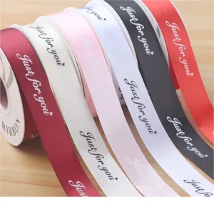 2.5cm satin ribbon floral packaging tape gift box decorative ribbon just for you style