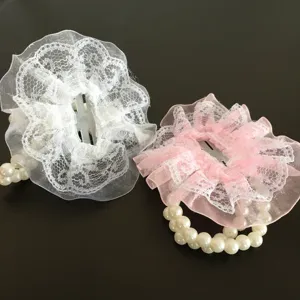 Flor de Muñeca de Boda Corsaje de Encaje de Perla Artificial Novia Damas de Honor Flor de Mano Decoración de Vestido de Fiesta de Prom