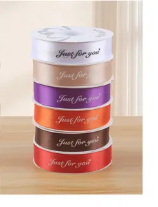 2.5CM English Letter Satin Ribbon Flower Packaging Material for Valentine's Day Gift Wrapping