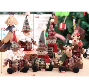 Detailed size and style options for plush Christmas gnomes and reindeer decorations