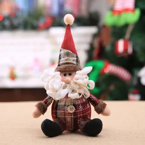 Festive handmade Christmas gnome plush doll decoration with plaid hat and white curly beard