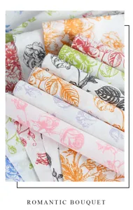 Papier de soie floral pour emballage de bouquets romantiques et fournitures de bricolage.