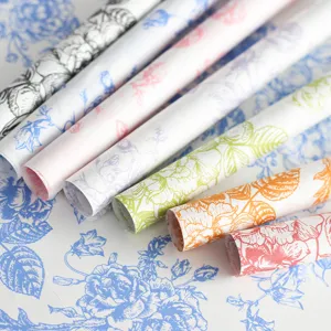 Papier de Soie Imprimé Floral Papier d'Emballage Cadeau Pour Bouquet de Fleurs Emballage DIY et Décoration de Fête