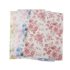 Papier de soie floral pour bouquet, papier imprimé pour fleuriste DIY et emballage cadeau.