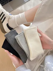 Cotton ribbed mid-tube socks set, casual daily wear, soft and comfortable multi-color pack.
