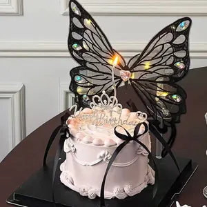 Accesorio de Embalaje de Ramo de Flores de Mariposa de Encaje Bordado Luminoso Embalaje de Regalo de Mariposa Decorativa LED
