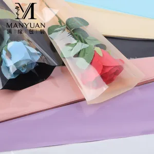 Sac d'Emballage de Fleurs Unicolore Macaron Sac d'Emballage de Bouquet de Roses Transparent Pour la Saint-Valentin Fournitures de Fleuriste