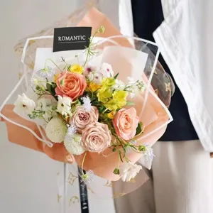 Waterproof OPP Cellophane Flower Wrapping Paper Simple Border Floral Bouquet Packaging Material Wholesale
