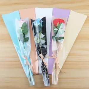 Sachets d'emballage de fleurs de rose unique macaron couleur unie bouquet pochettes pour fetes