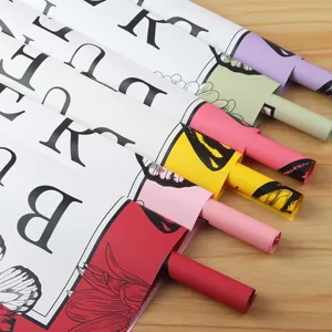 Waterproof vintage butterfly floral wrapping paper, thick pearl film colorful flower bouquet packing sheets.