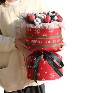 Weihnachten Blumenstrauß Geschenkpapier DIY rote Schneeflocken Verpackung Band Set