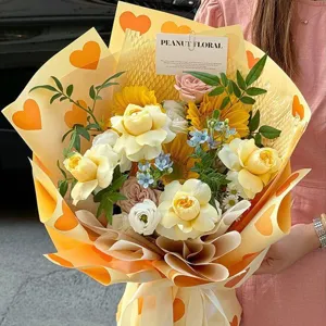 Wasserdichtes Neon Herz Blumen Geschenkpapier fuer romantische Blumenstrauss Dekoration