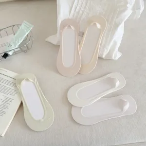 Summer ultra-thin ice silk invisible boat socks detail view with shallow anti-slip design.