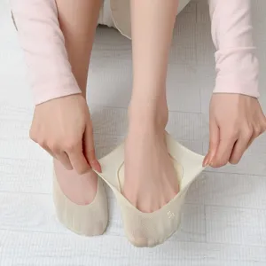 Close-up detail view showing ultra-thin ice silk invisible boat socks with stretch elasticity.