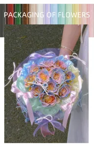 Glastextur Blumenverpackungspapier fuer Blumenstrauss, transluzentes buntes Floristenpapier.