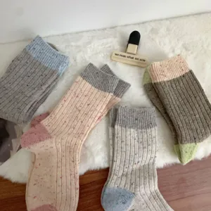 Chaussettes hiver epaisses en laine cachemire fil mouche detente style japonais confort