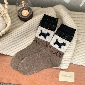 Leuke Fair Isle hond wol sokken winter dik warm gezellig gebreide sokken dames mode