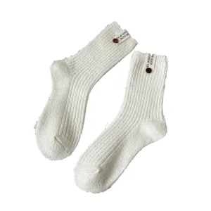 Herfst winter koreaanse wol sokken vrouwen dik effen kleur warm comfortabel zacht