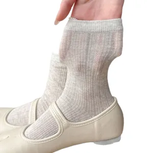 White split toe socks women breathable mesh summer ballet style mid tube tabi socks